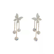 Shiny Butterfly Rhinestone hoop drop earrings for womens