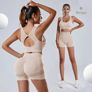 High Waist Butt Lifting Shorts Crop Top Exercise Set