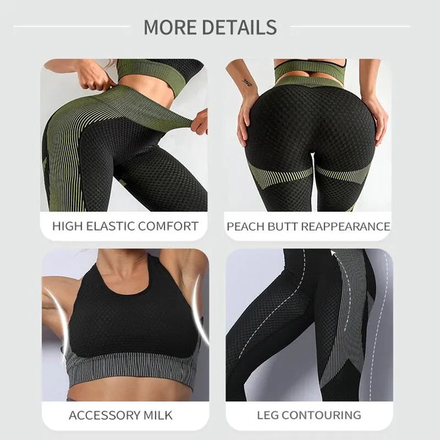 Women 3pcs Seamless Workout Outfits Sets