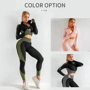 Women 3pcs Seamless Workout Outfits Sets