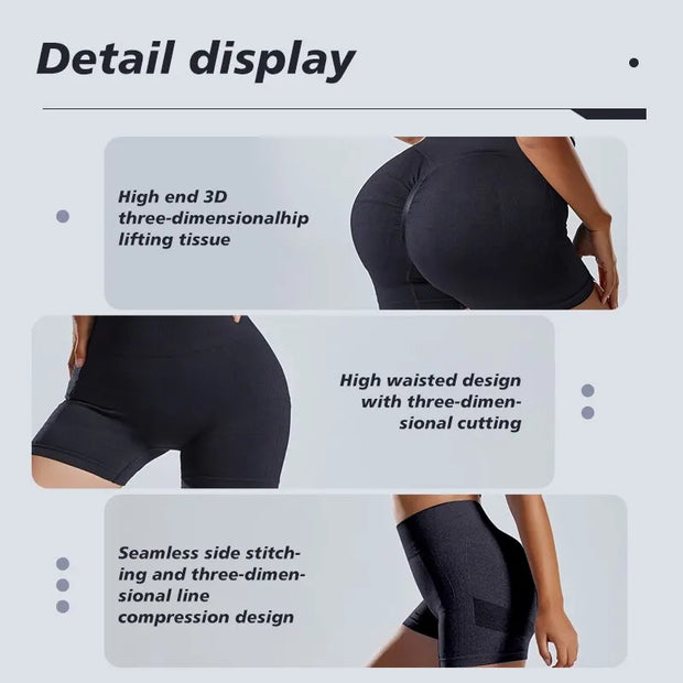 High Waist Butt Lifting Shorts Crop Top Exercise Set