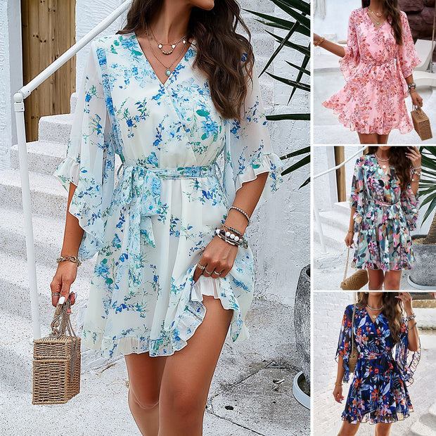 Floral Print Women's Off-The-Shoulder Maxi Dress